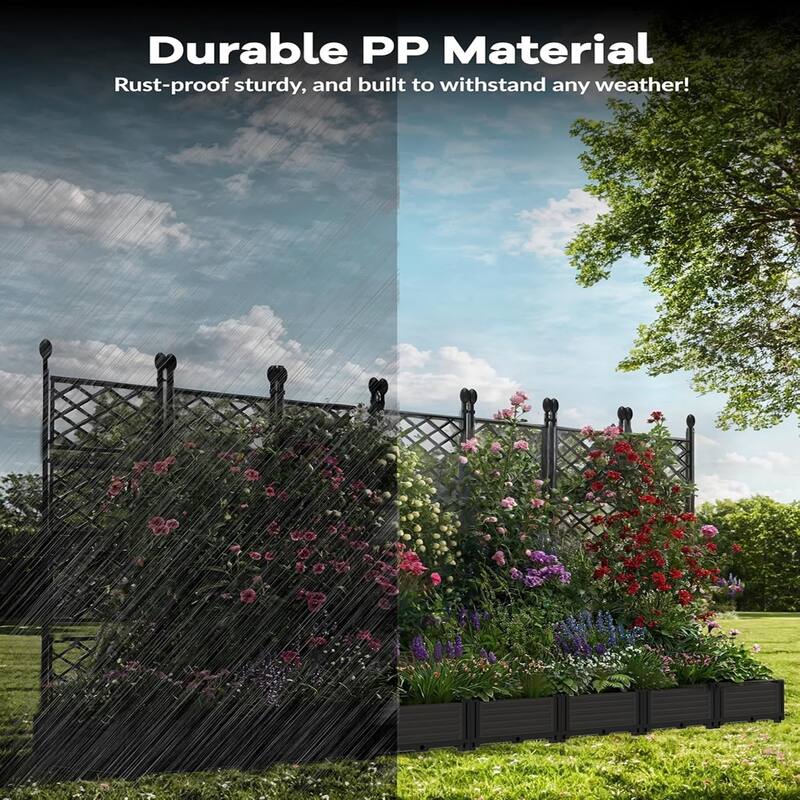 48 x16 x 63 in Modular Vertical Garden Kit 3-Pack Raised Planter Boxes with Trellis Panels