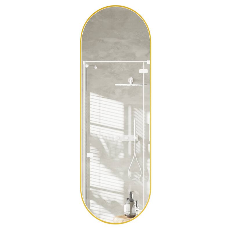 Rust-Proof Brushed Aluminum Frame Oval Full-Length Mirror