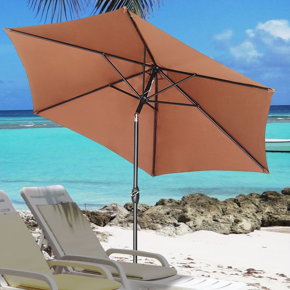 Autlaycil 9ft Patio umbrella Outdoor umbrella With Push-Button Tilt & Crank for Pool, Garden