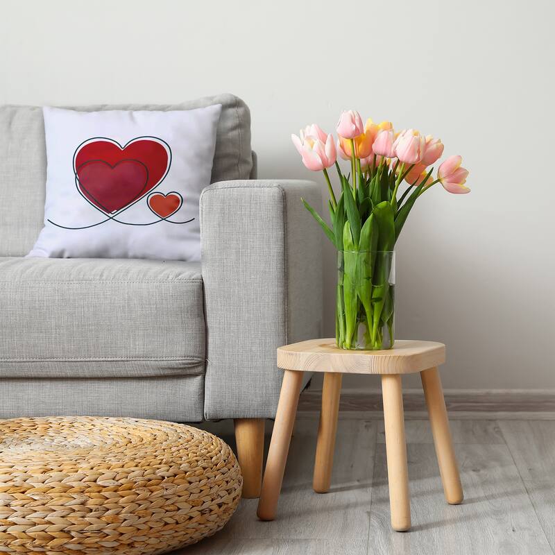 Hearts With Outlines Valentines Day Accent Pillow