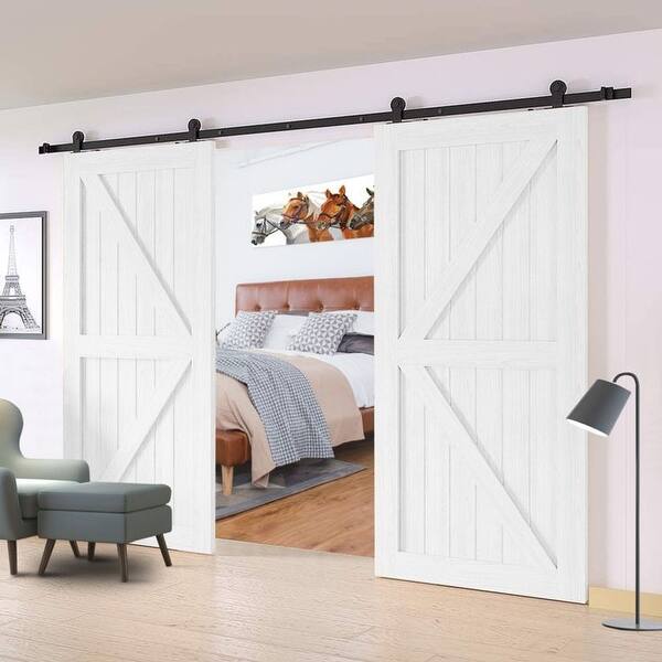 Bronco Hardware Top Mount BiParting Door Barn Door Hardware Kit Bed