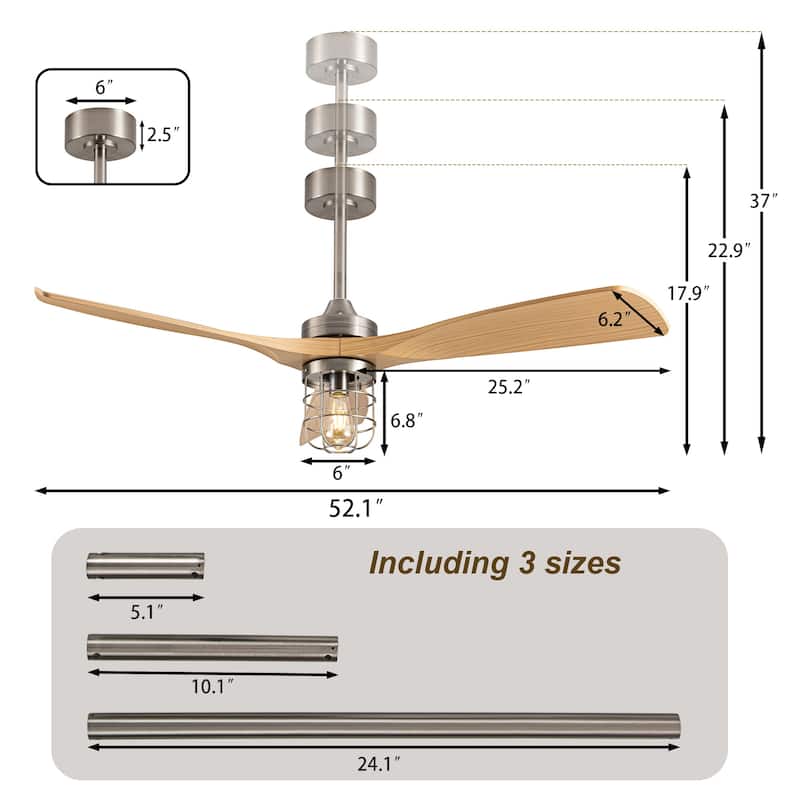 Metal Ceiling Fan Light with Remote