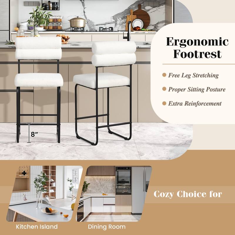 Gymax Set of 2 Counter Height Bar Stools 26'' Counter Stools w/ Metal
