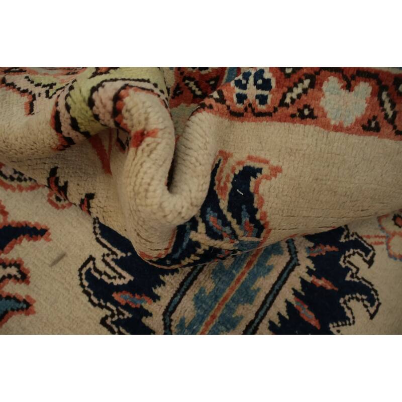 Hand Knotted Oriental 100% Wool Carpet Traditional Floral Beige & Ivories Heriz Area Rug - 8' 1'' X 6' 3''