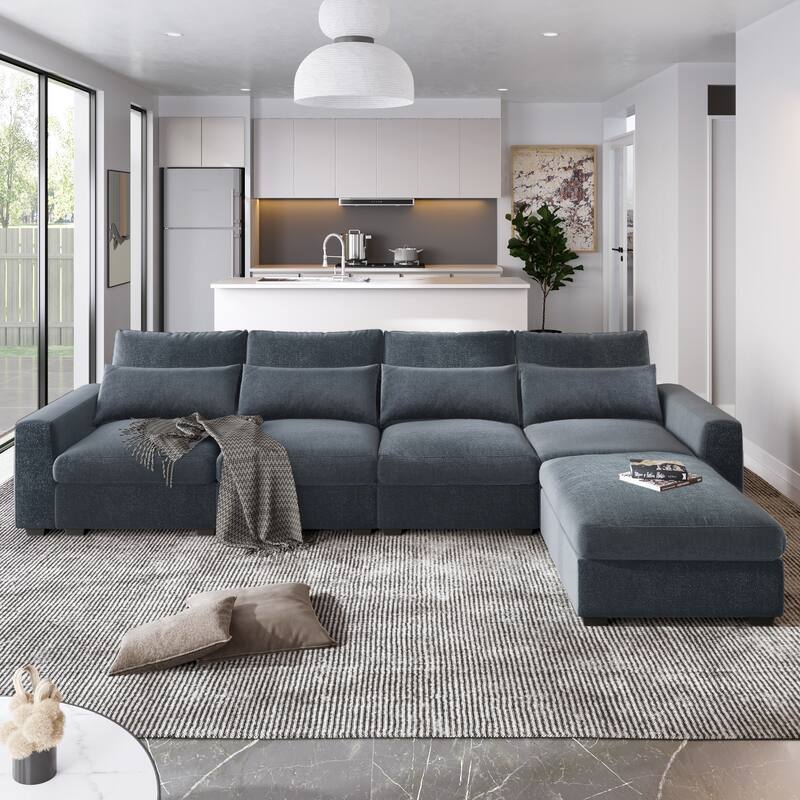Oversized L-Shape Convertible Sectional Couches with Reversible Chaise