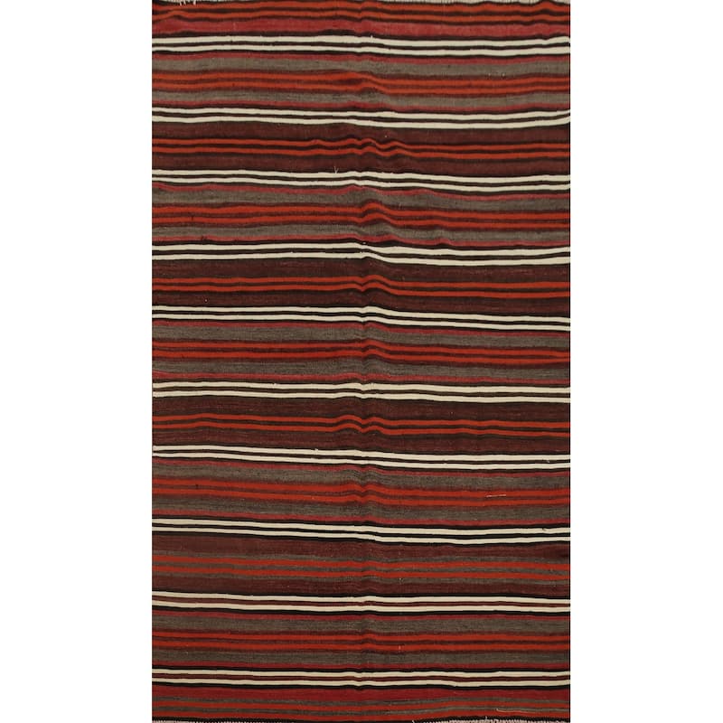 Hand Woven Oriental 100% Wool Carpet Southwestern Geometric Multi-Colored Kilim Area Rug - 8' 9'' X 5' 3''