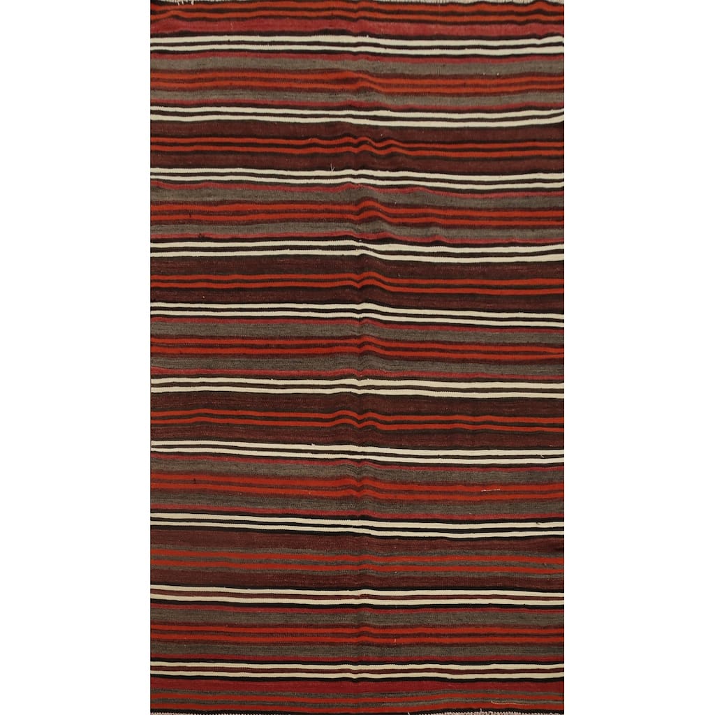 Hand Woven Oriental 100% Wool Carpet Southwestern Geometric Multi-Colored Kilim Area Rug - 8' 9'' X 5' 3''