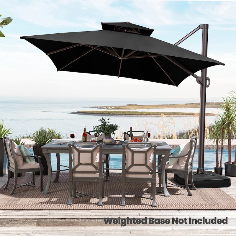 Crestlive Outdoor 13 x 10ft Patio Cantilever Umbrella with Tilt Angles and 360-degree Rotation