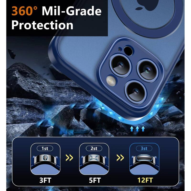 iPhone 16 Pro Max 360° Adjustable Stand Compatible with MagSafe, Translucent Cover with Magnetic Ring Case Non-Slip, Shockproof