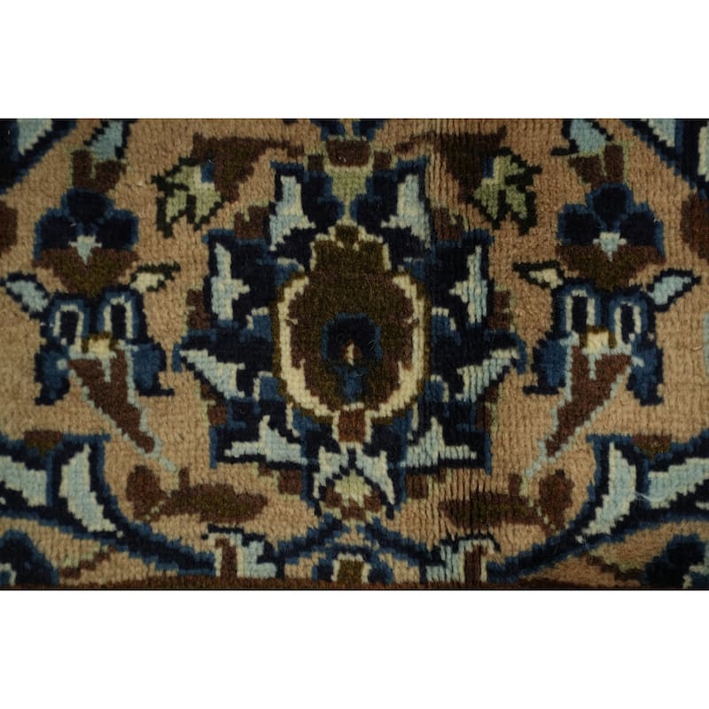 Hand Knotted Oriental 100% Wool Carpet Traditional Floral Beige & Ivories Kashan Area Rug - 9' 3'' X 6' 2''