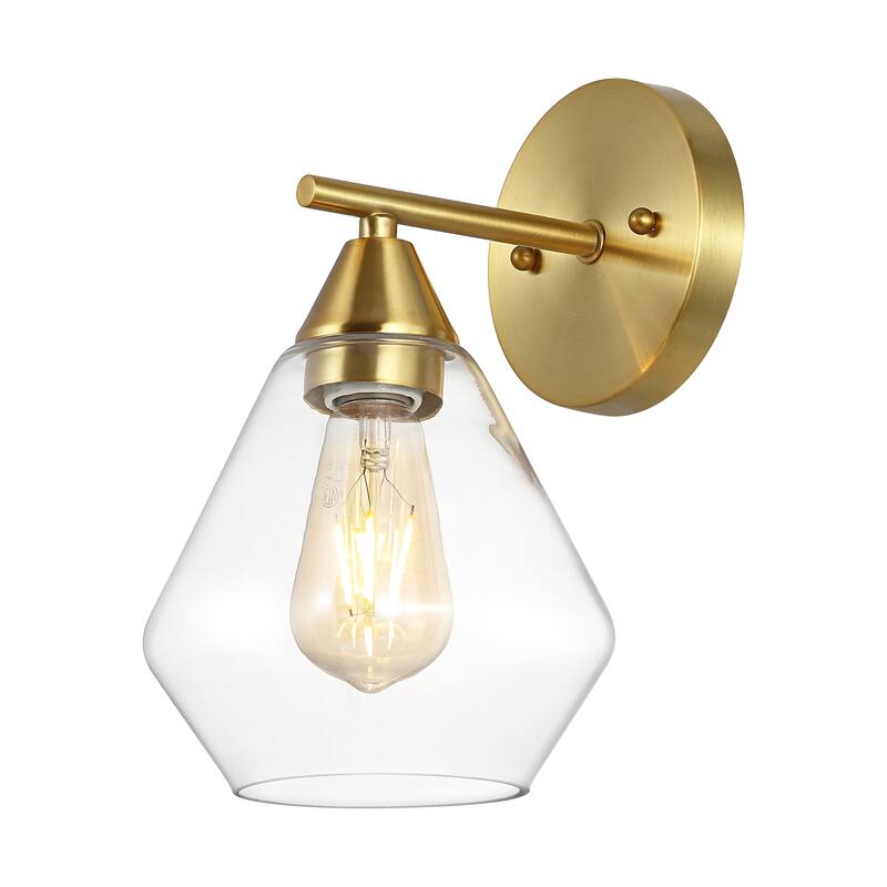 SAFAVIEH Lighting Lyona 9-inch Wall Sconce (Set of 2) - Gold/Clear - 7"W x 9"D x 11"H