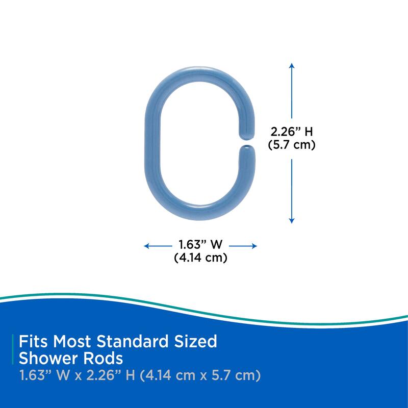 Kenney Lightweight PEVA Shower Curtain Liner and C-Ring Set, 70" W x 72" H