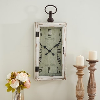 White Distressed Wood Vintage Traditional Farmhouse Wall Clock - Bed ...