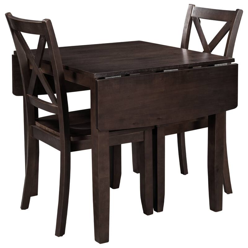 Wood Drop Leaf Breakfast Nook Dining Set (Set of 3)
