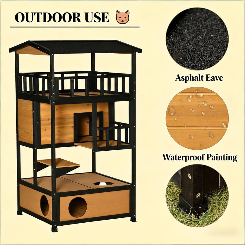 Pet House,Wooden Outdoor Cat House