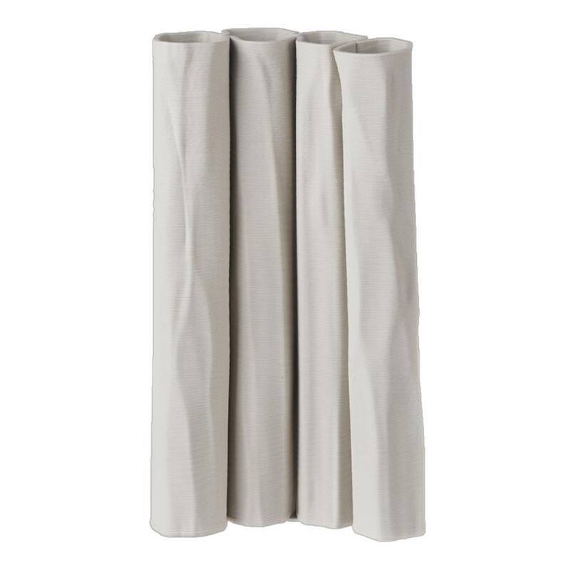 3D Printed Abstract Sculptural Ceramic Vase - 13" - White