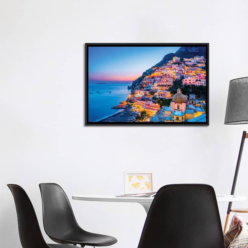"Positano, Church Santa Maria Assunta Sunset " by Susanne Kremer Framed