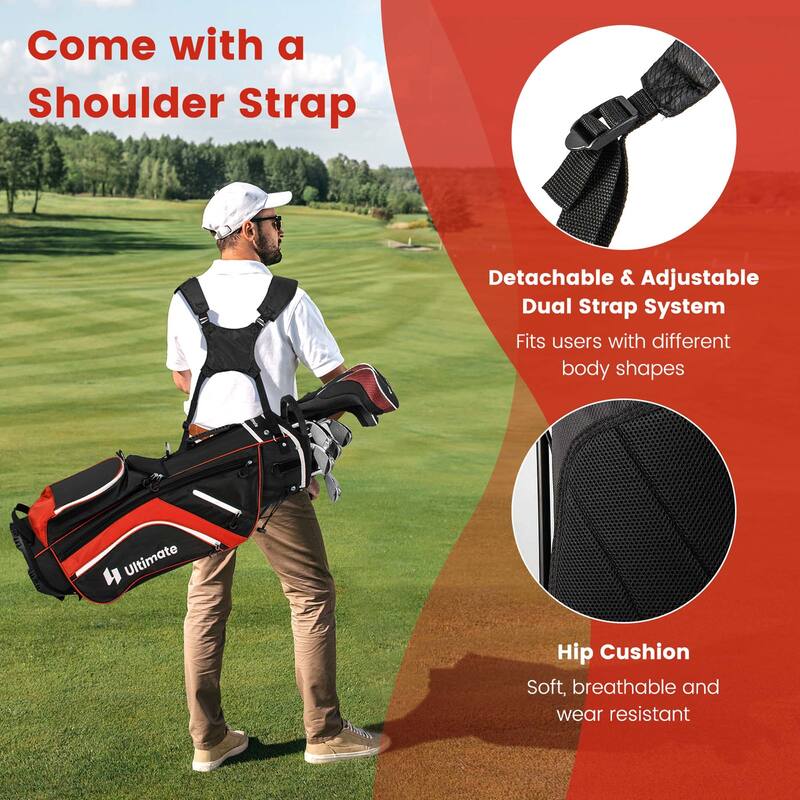 Costway Lightweight Golf Stand Bag with 14 Way Top Dividers 6 Pockets - See Details