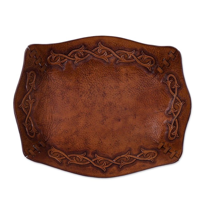 NOVICA Bramblebush, Leather catchall