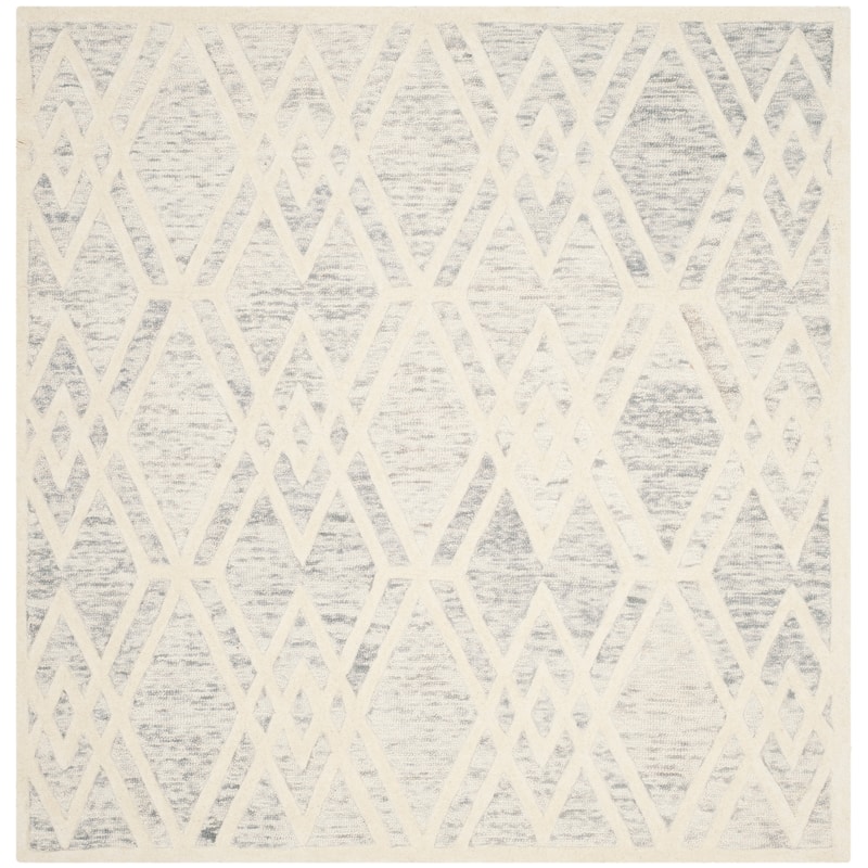 SAFAVIEH Handmade Cambridge Chieko Modern Wool Rug - 6' Square - Grey/Ivory