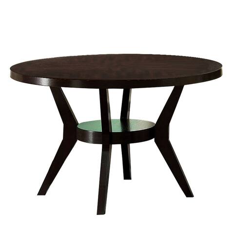 48" Modern Round Dining Table with Bottom Shelf, Brown