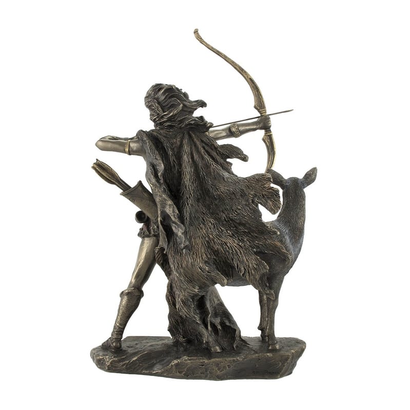 Bronzed Artemis Goddess Of Hunting And Wilderness Statue - 11.75 X 7.5 X 4 inches