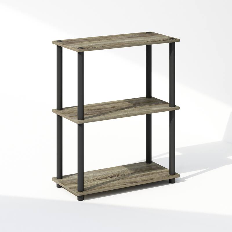 23.6 in. Tall Black Wood 3-Shelf Bookcase