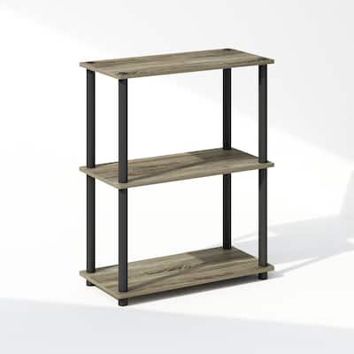 23.6 in. Tall Black Wood 3-Shelf Bookcase