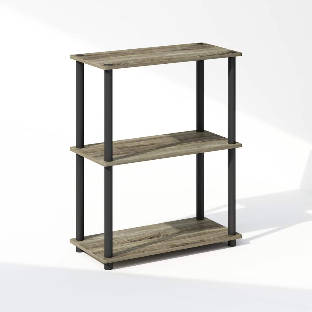 23.6 in. Tall Black Wood 3-Shelf Bookcase
