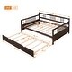 preview thumbnail 10 of 19, Full Daybed with Twin Size Trundle, Wood Full Size Bed Frame with Rails in Three Sides
