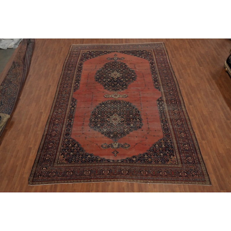 Hand Knotted Oriental 100% Wool Carpet Traditional Geometric Oranges & Rust Sarouk Area Rug - 15' 8'' X 10' 4''