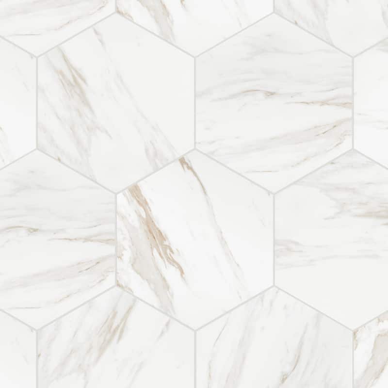 Merola Tile Eterno Hex Carrara 8-5/8" x 9-7/8" Porcelain Floor and Wall Tile