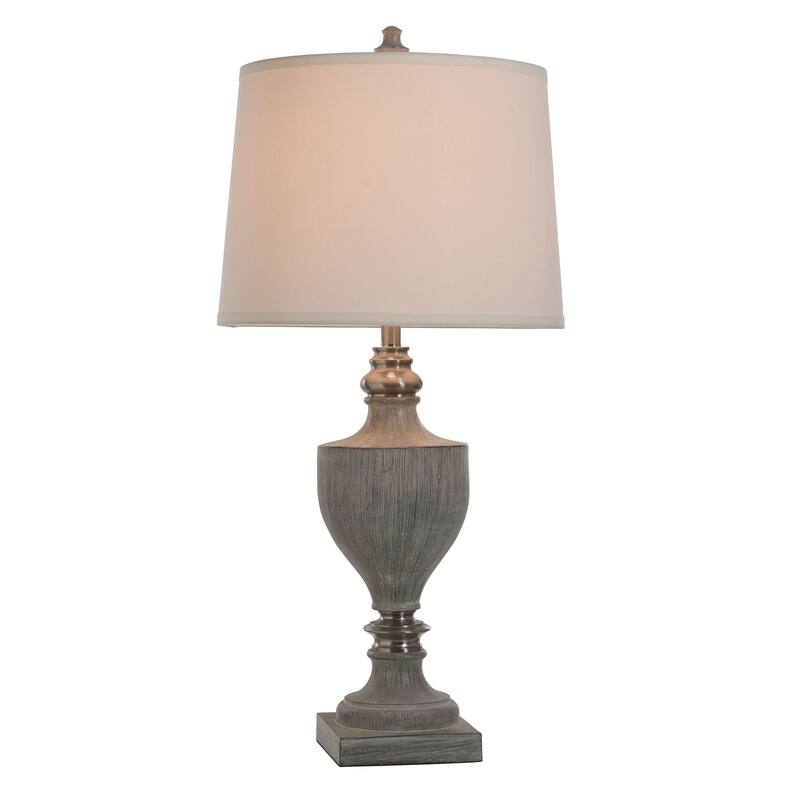 Branson Brushed Polyresin and Metal Table Lamp - White Linen Shade