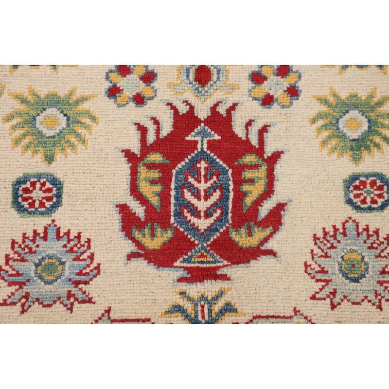 Kazak Floral Oriental Area Rug Hand-Knotted Bedroom Wool Carpet - 5'1" x 6'5"