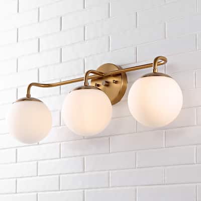 Orleans Parisian Globe Metal/Frosted Glass Modern Contemporary LED Vanity, by JONATHAN Y