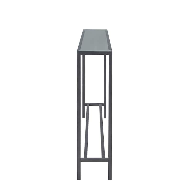 SEI Furniture Veda Grey Mirrored-top Console Table