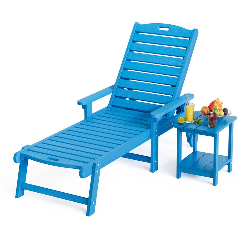 HDPS All Weather Outdoor Chaise Lounge With Side Table (2-piece Set)