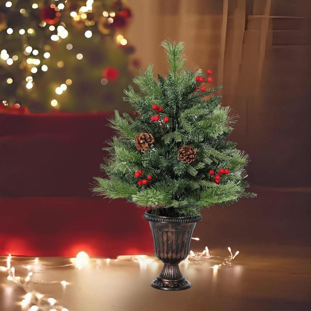 Tabletop Christmas Tree, with Pine Cone & Red Berry, 40 LED
