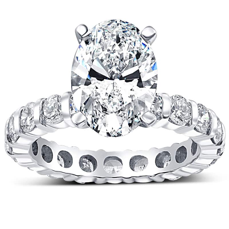 5 Ct TW Oval Diamond Eternity Engagement Ring White Gold Lab Grown