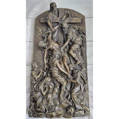 Hot Cast Bronze Wall Hanging Mounted Art Plaque The Cavalry Crucifixion Of Jesus Christ