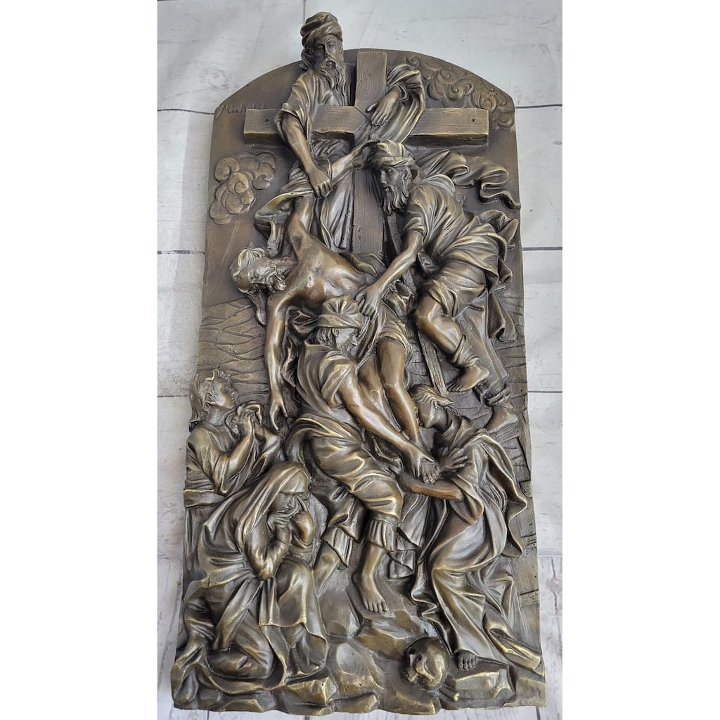 Hot Cast Bronze Wall Hanging Mounted Art Plaque The Cavalry Crucifixion Of Jesus Christ
