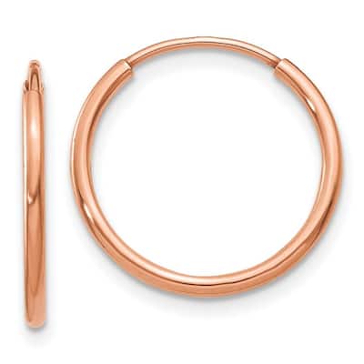 Curata 14k Rose Gold Polished Endless Hoop Earrings - 16x16mm