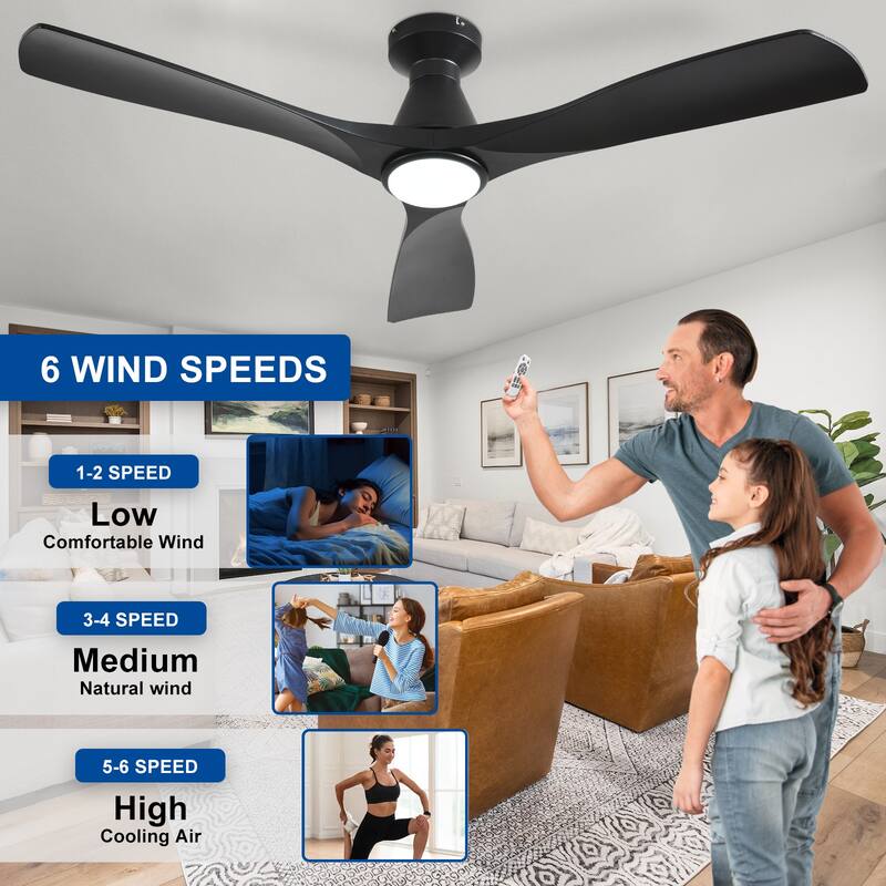 Ceiling Fan Without Light: 42-52 Inch 3 Blade Indoor Outdoor Fans for Patios