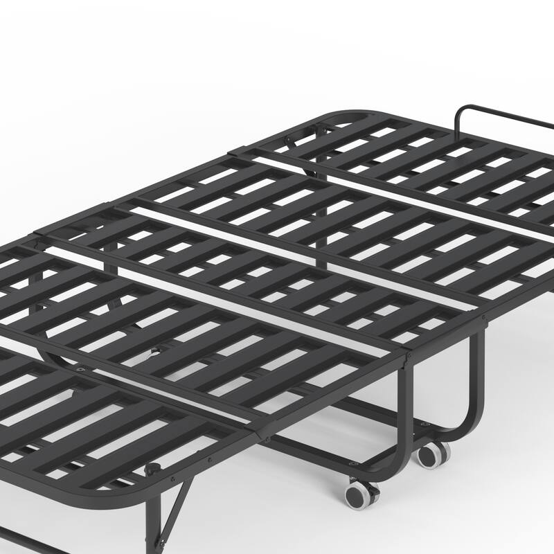 75 Inch Folding Bed with 5" Memory Foam Mattress, Rollaway Guest Bed, Heavy-Duty on Wheels, Portable Twin Bed