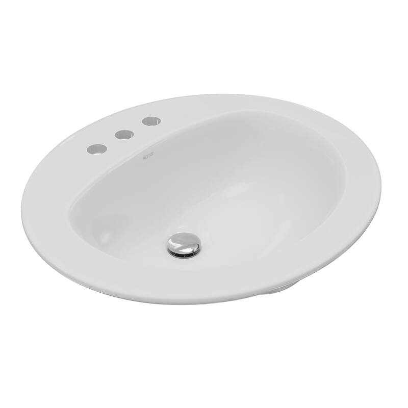 Karran Valera 21" Oval Top Mount Vitreous China Bathroom Sink in White