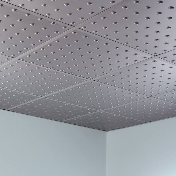 Fasade Dome Decorative Vinyl 2ft x 2ft Lay In Ceiling Tile in Argent ...