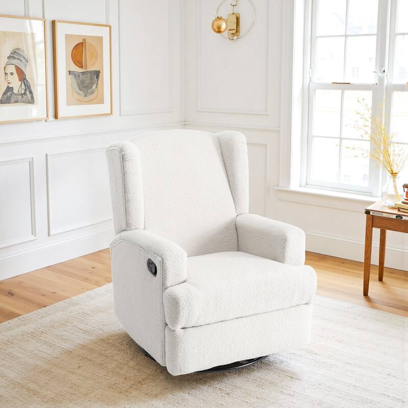 31'' W Wingback Manual Glider Swivel Rocker Recliner Nursery Chair