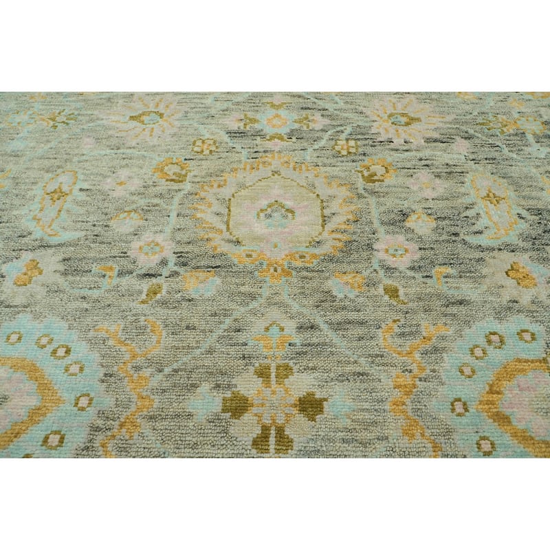 Mint Traditional Oushak Wool Rug 9x12 Hand Knotted by LoomBloom - 9' 1'' x 12' 2''