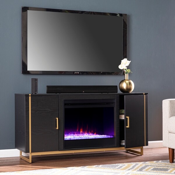 Modern black tv stand with fireplace hot sale