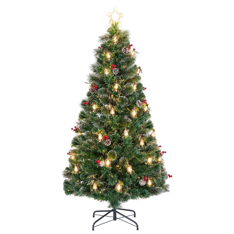 Gymax 5/6/7 FT Christmas Tree Artificial Xmas Tree w/ 8 Lighting Modes - See Details - 6 Foot